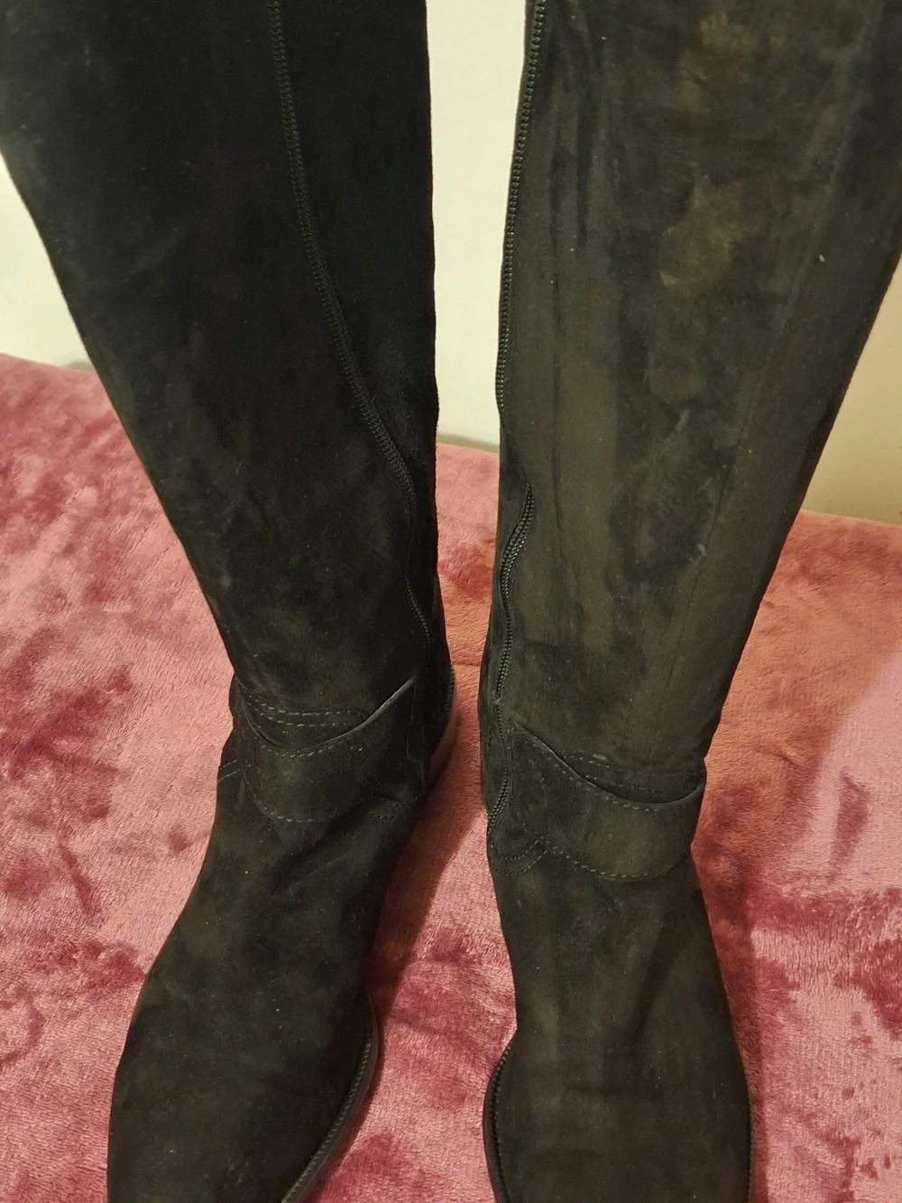 Vaneli Black Over-the-Knee Suede Boots with Side Zipper